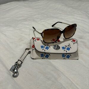 Coach Tortoise Shell Sunglasses with Floral Cream Case